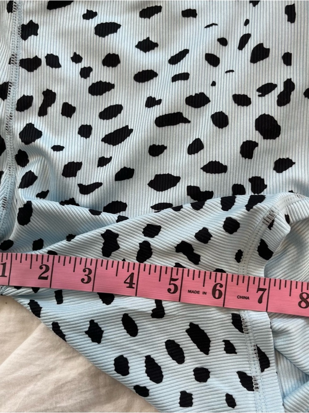 NWT RIVIR Two Piece Top Shorts Set Size Large Blue Black Dalmatian Print Active - Picture 6 of 9